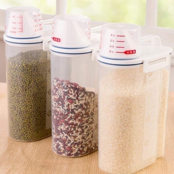 Food Storage Dispenser Container w/ Measuring Cup Lid - Kitchen Canister - Picture 5 of 5